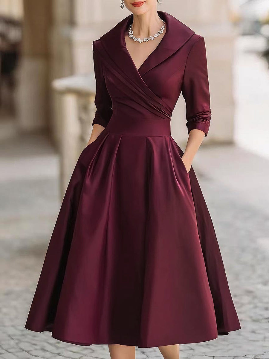 Éanna – Satin Midi Dress with Draped Neckline