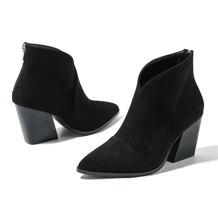 POINTED ANKLE BOOT WITH SUEDE EFFECT