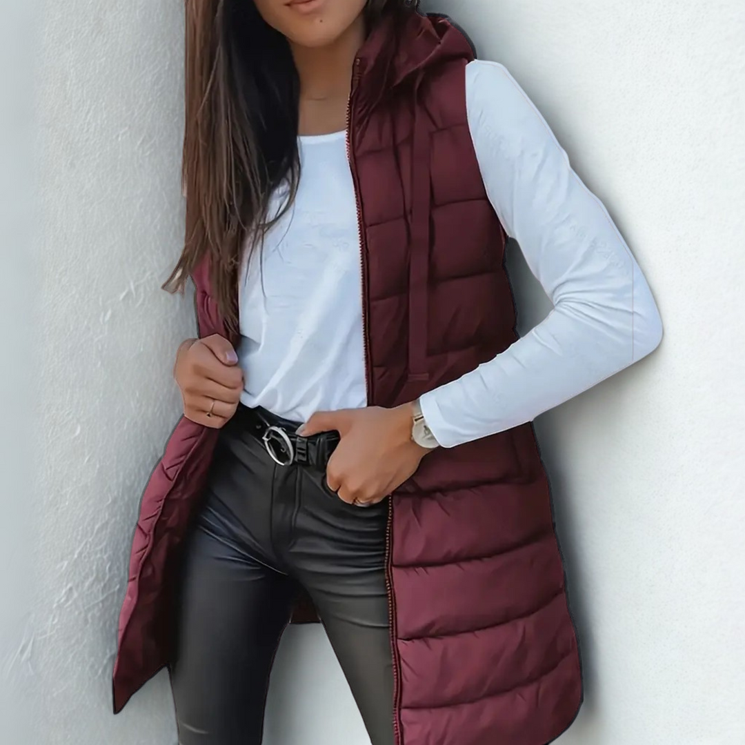 Fintan – Casual Sleeveless Hooded Long Puffer Vest