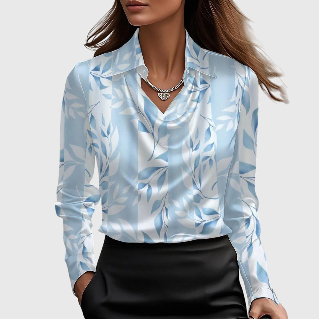 Ciarán – Satin Blouse with Draped Neckline