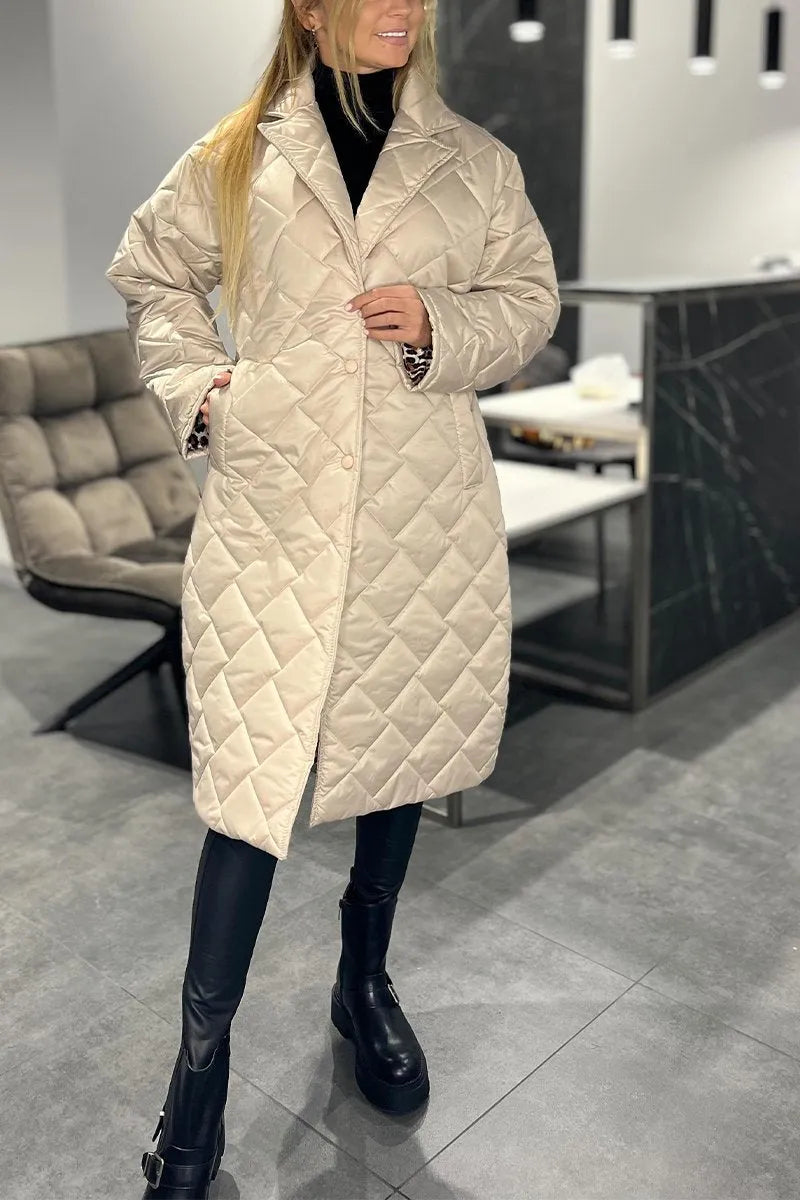 Norah | Quilted Coat with Leopard Lining